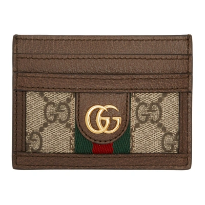 Gucci Ophidia Monogrammed Card Holder In Beige