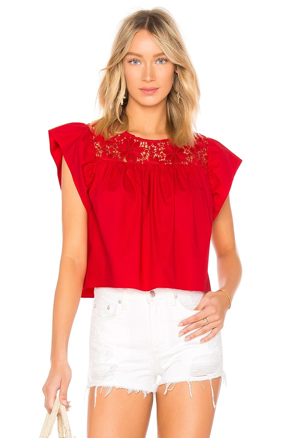 Endless Rose Cropped Baby Doll Blouse In Ruby Red | ModeSens