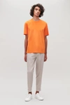 Cos Bonded Cotton T-shirt In Orange