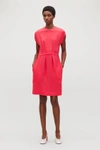 Cos Silk Dress With Wrap Tie In Red