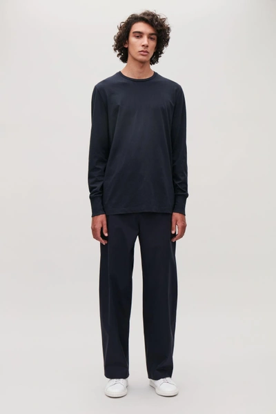 Cos Basic Long-sleeved T-shirt In Blue