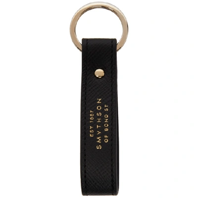 Smythson Panama Messenger Key Ring In Black