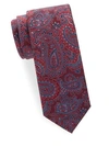 Brioni Paisley Woven Silk Tie In Red