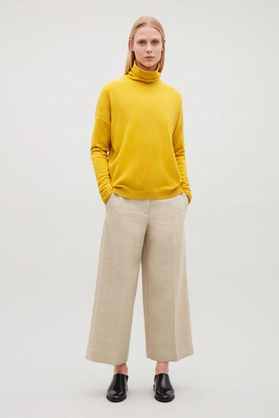 Cos Roll-neck Cashmere Jumper In Yellow ModeSens
