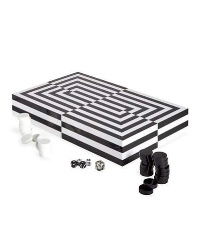 Jonathan Adler Optical Illusion Art Backgammon Set In Black/white