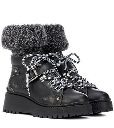 Miu Miu 55mm Bouclé Sock Leather Ankle Boots In Black,grey