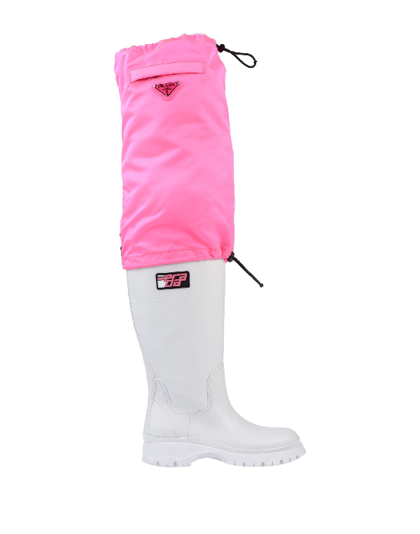 prada white and pink boots