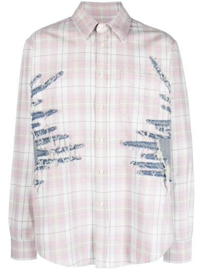 Y/project Whisker Checked Flannel Shirt In Pink
