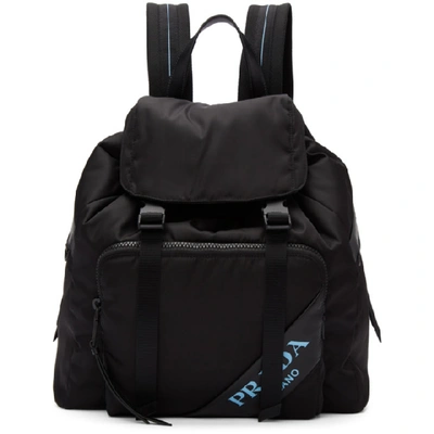 Prada New Logo Nylon Canvas Backpack In F0002 Black