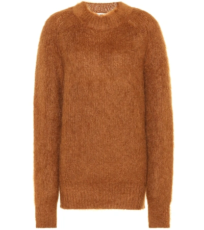 Jil Sander Oversized Mohair & Silk Knit Sweater In Brown