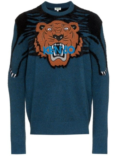 Kenzo Tiger Claw Crewneck Sweater In Blue
