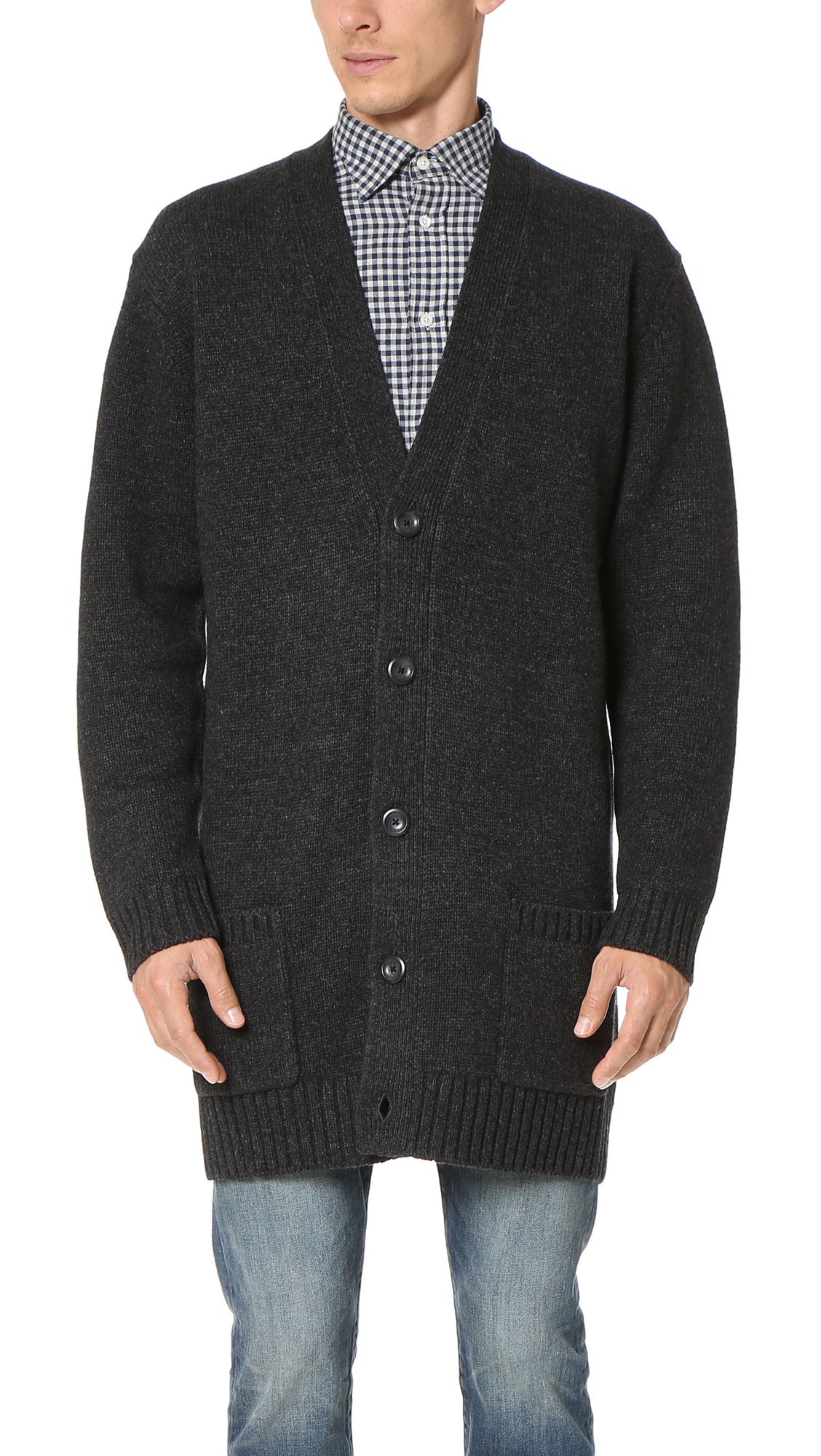 Vince Wool-blend Long Cardigan Coat In H. Shadow | ModeSens