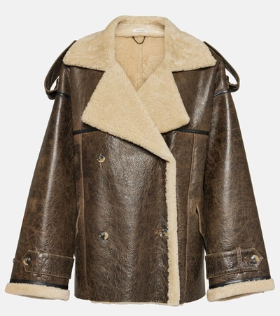 The Mannei Jordan Shearling-lined Leather Coat In Brown