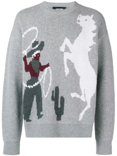 Dsquared2 Rodeo Wool Jacquard Jumper In Grey