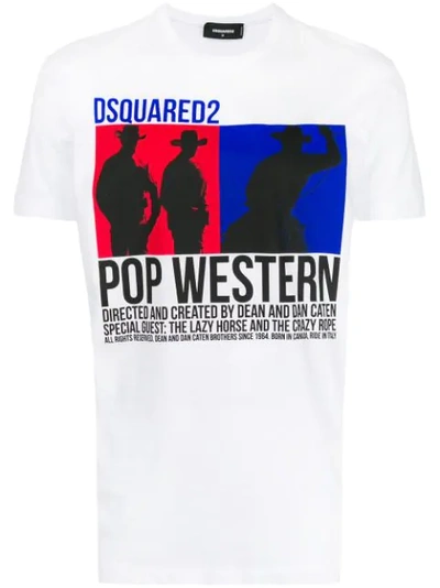 Dsquared2 Pop Western Print Cotton Jersey T-shirt In 100