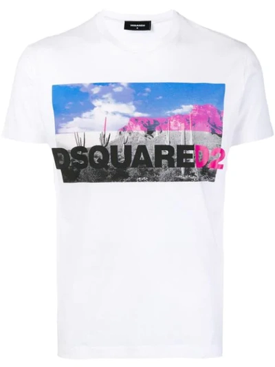 Dsquared2 Desert Printed Cotton Jersey T-shirt In White