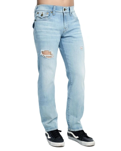 True Religion Men's Geno Distressed Slim-straight Jeans, Jet Smoke