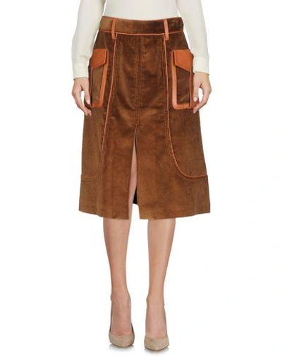 Prada Knee Length Skirt In Brown