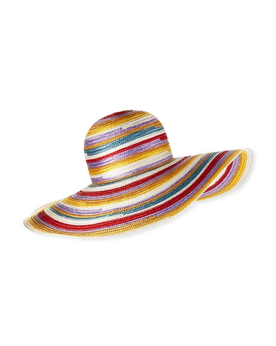 Missoni Big Striped Woven Floppy Sun Hat In Multi