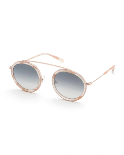Krewe Conti Women's Mirrored Brow Bar Round Sunglasses, 46mm In Azalea Rose Gold/silver