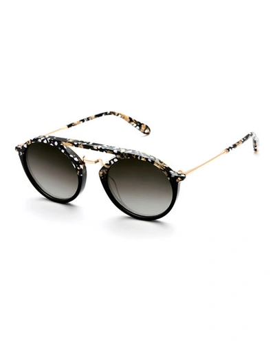 Krewe Unisex Marigny 24k Round Sunglasses, 50mm In Plume To Black/gray