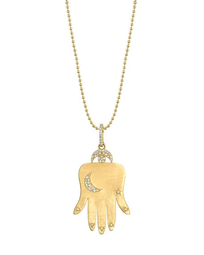 Sheryl Lowe 14k Gold Hamsa Pendant Necklace W/ Diamonds