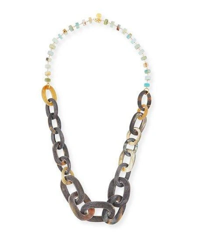 Devon Leigh Mixed Rondelle & Horn-link Necklace In Multi