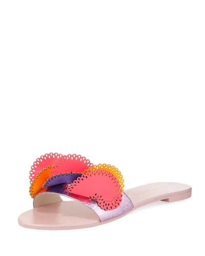Sophia Webster Soleil Embellished Glitter Slide Sandal In Pink Neon Glitter