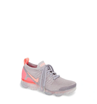 Nike Women's Air Vapormax Flyknit 2 Running Shoes, Grey In Atmosphere Grey/ Crimson