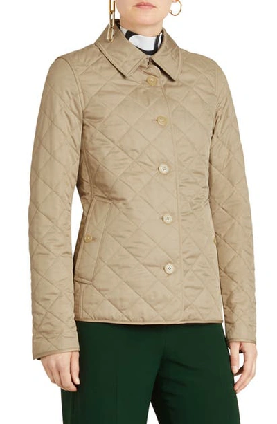 Burberry Frankby Diamond Quilted Button-front Jacket In Canvas