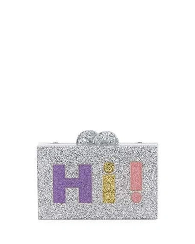 Bari Lynn Girls' Hi/bye Glittered Acrylic Box Clutch Bag In Multi