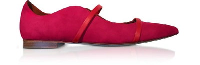 Malone Souliers Maureen Red Suede And Cherry Nappa Flat Pumps