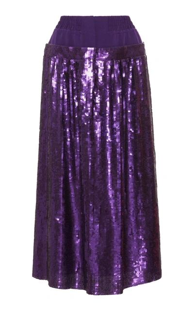 Tibi Sequins Full Skirt In Purple