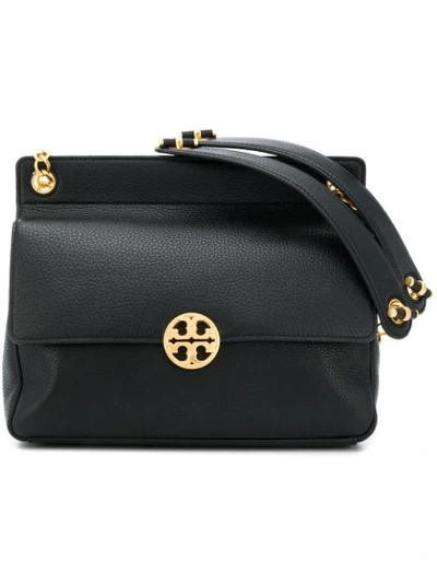 Tory Burch Chelsea Flap Leather Shoulder Bag - Black In Black/gold