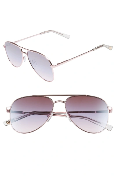 Le Specs Women's Kingdom Mirrored Brow Bar Sunglasses, 57mm In Rose Gold
