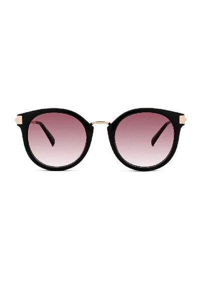 Le Specs Last Dance 51mm Mirrored Round Sunglasses - Black In Black & Warm Smoke Mono