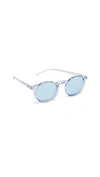 Le Specs Women's Teen Spirit Deux Mirrored Round Sunglasses, 50mm In Chambray/blue Tint Mirror