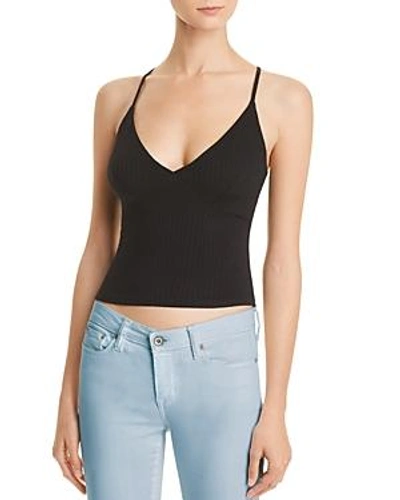 Sadie & Sage Cropped Ribbed Bustier Cami In Black