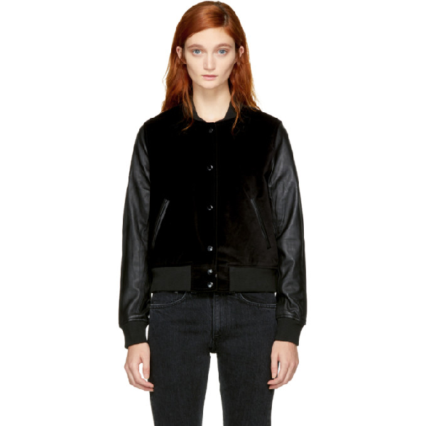 Rag & Bone Camden Leather And Wool-blend Bomber Jacket In Black | ModeSens