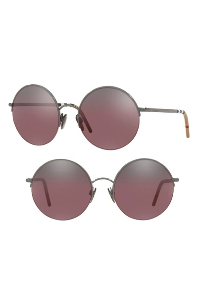 Burberry 54mm Round Sunglasses - Dark Gunmetal Gradient Mirror
