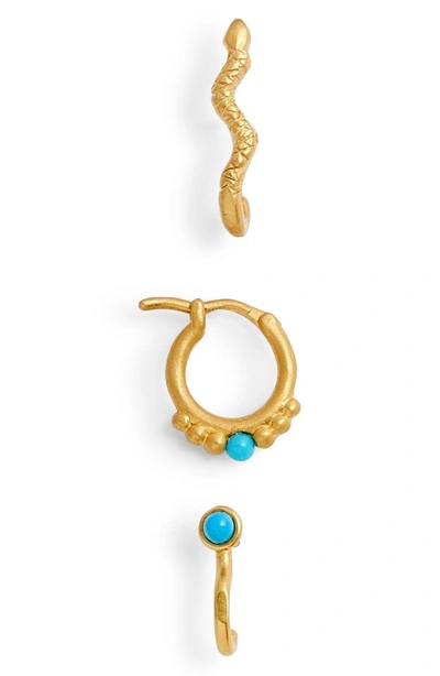 Dogeared Perfect Turquoise 3-piece Earring Set In Gold