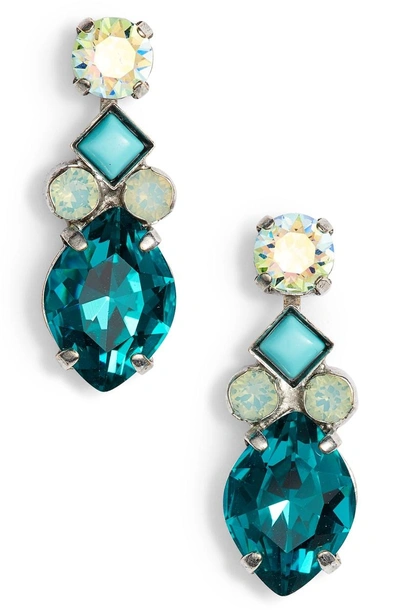 Sorrelli Precious Petal Crystal Drop Earrings In Blue-green