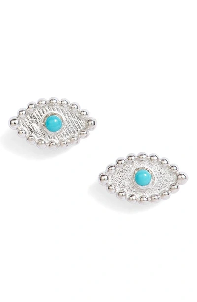 Anzie Dew Drop Evil Eye Earrings In Silver