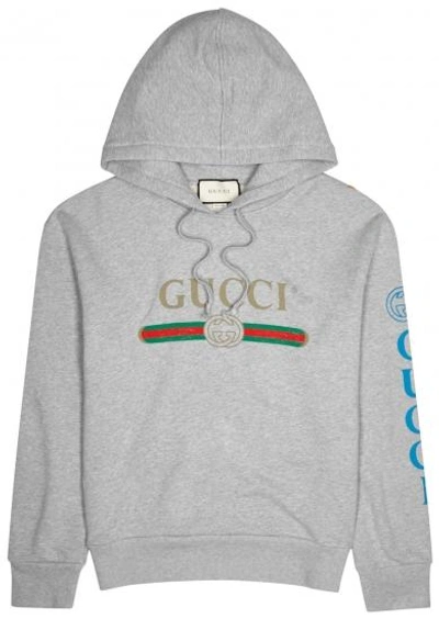 Gucci Grey Embroidered Cotton Sweatshirt