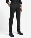 Reaction Kenneth Cole Stretch Urban Heather Slim Fit Flex Waistband Flat Front Dress Pant In Black