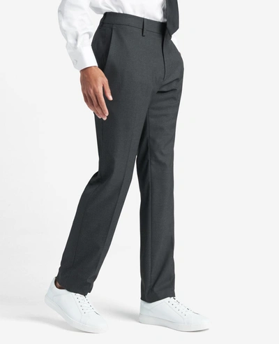 Reaction Kenneth Cole Premium Stretch Twill Slim Fit Flex Waistband Flat Front Dress Pant In Dk. Htr. Grey