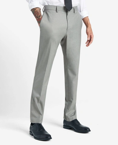 Reaction Kenneth Cole Premium Stretch Twill Slim Fit Flex Waistband Flat Front Dress Pant In Lt. Grey