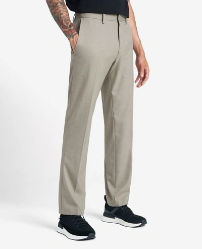 Reaction Kenneth Cole Premium Stretch Twill Slim Fit Flex Waistband Flat Front Dress Pant In Oatmeal