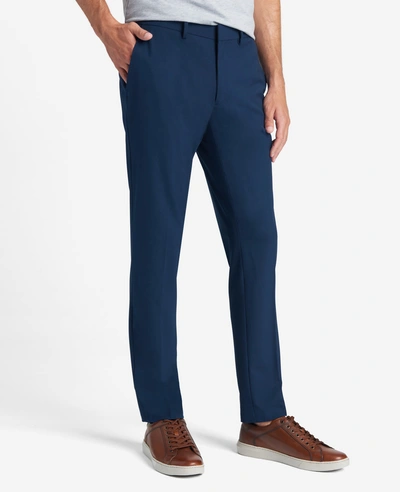 Reaction Kenneth Cole Stretch Solid Skinny Fit Flex Waistband Flat Front Dress Pant In Bright Blue