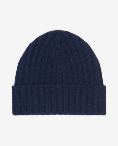 Kenneth Cole Site Exclusive! Rib Knit Wool Cashmere Beanie Hat In Navy